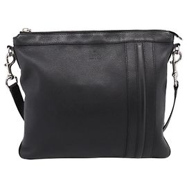 Borsa Messenger Gucci in pelle con dettaglio a righe Medium Nero