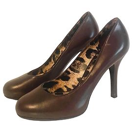 Dolce & Gabbana Brown Leather Leopard Print Pumps Brown