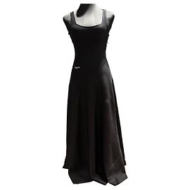 Christian Dior Black Viscose Blend Midi Dress Black