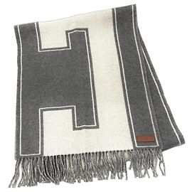 Hermès Sciarpa/Stola Hermes Cashmere Clé de H Marrone Bianco