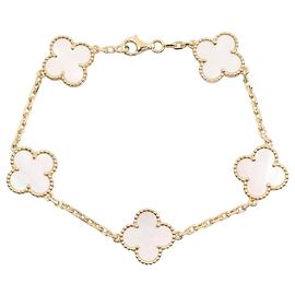 Bracciale con Charm Vintage Alhambra Van Cleef & Arpels Bianco D'oro