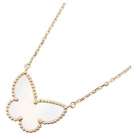 Collier Van Cleef & Arpels Lucky Alhambra Papillon Blanc Doré