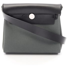 Hermès Bolsa de Ombro Hermes Herbag Zip Mini Preto Verde