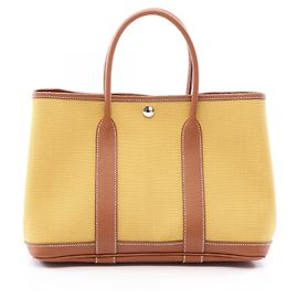 Hermès Saco Tote Hermes Garden Party TPM Marrom Amarelo