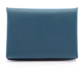 Hermès Hermes Calvi Duo Geldbörse/Münzbeutel Grün