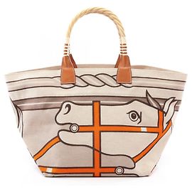 Hermès Sac Tote Hermes Steeple 31 Rouge Multicolore Beige Écru