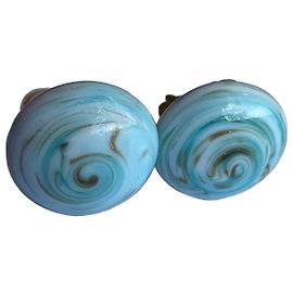 Pendientes de clip Swirl Christian Dior Blanco Azul Dorado