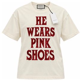 T-shirt Oversized Gucci "He Wears Pink Shoes" Cru