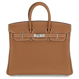 Hermès Bolsa Hermes Birkin 25 em couro Togo Gold Dourado