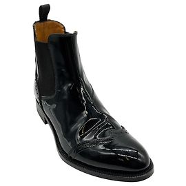 Church's Church Black Patent Wingtip Brogue Chelsea Booties Black