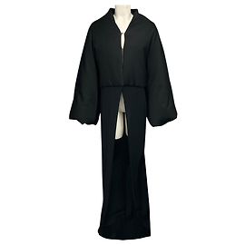 Alaïa Casaco bi-tecido em lã e seda Black Noir da Alaia com cauda de vestido em malha longa Preto
