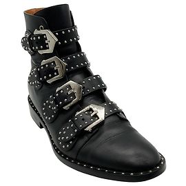 Givenchy Biker-Boots aus schwarzem Leder mit silbernen Nieten Schwarz