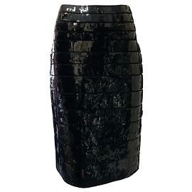 Herve Leger schwarzer Paillettenrock Schwarz