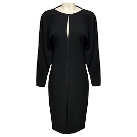 Vestido de cocktail Gucci preto de manga comprida com abertura keyhole e costas abertas Preto