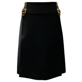 Dolce & Gabbana Black Wool Kilt Skirt Black