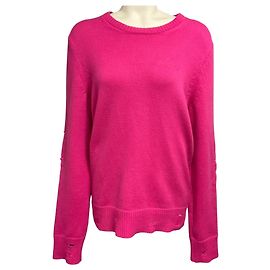 Amiri Kaschmirpullover mit Distressed-Effekt in Fuchsia Pink Pink