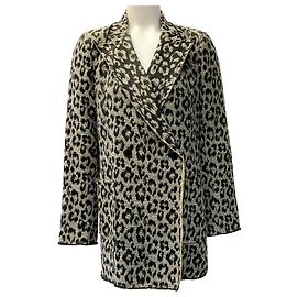 Autre Marque Le Superbe Black / Beige Blazer mit Leopardenprint Beige