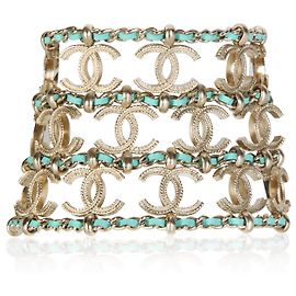 Bracciale in pelle color teal placcato oro Chanel 2018 Altro