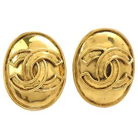 Orecchini a clip ovali placcati oro Chanel CC Gold D'oro