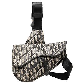 Blue Dior Oblique Canvas Saddle Crossbody Blue