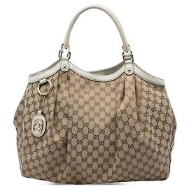 Bolso Tote Gucci Sukey Large GG Canvas Blanco Blanco