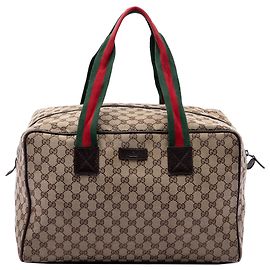 Bolso Duffle Gucci GG Canvas Web Beige Beige