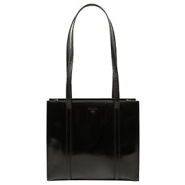 Black Prada Spazzolato Leather Re Edition 1995 Tote Black