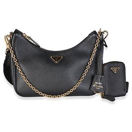 Sac à épaule Prada Re-Edition 2005 en cuir Saffiano noir Noir