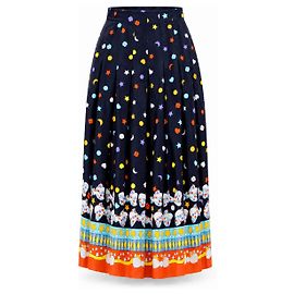Gucci Pre-Fall 2016 Silk Midi Skirt Alessandro Michele Look 5 Black Multiple colors