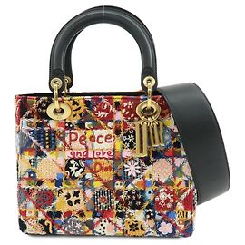 Christian Dior Lady Dior Embroidered Canvas Mini Multicolore
