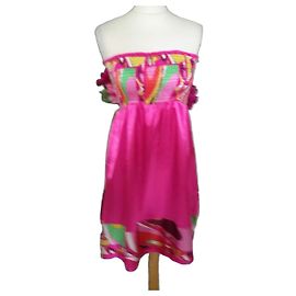 Autre Marque Amour de Pin-up Bedrucktes Bustier-Kleid in Rosa Pink Mehrfarben