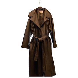 Autre Marque Deadwood Leder-Trenchcoat Schwarz Schwarz