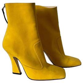 Fendi yellow suede ankle boots Yellow