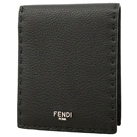 Cartera bi-fold Fendi de piel negra Negro