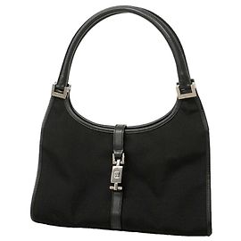 Gucci Jackie Handtasche aus schwarzem Canvas Schwarz