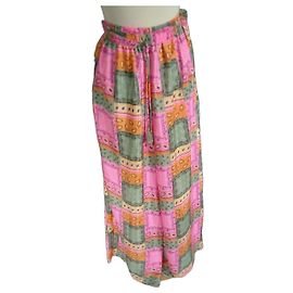 Autre Marque Gold & Silver Pantalones anchos estampados patchwork Rosa Verde Naranja