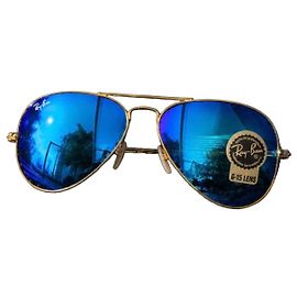 Ray-Ban Aviator Gafas de Sol Azules Espejo Castaño