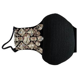 Balmain Black Crystal-Embellished Face Mask Black
