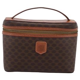 Céline Celine Top Handle Vanity Box Triomphe Coated Canvas Castaño