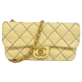 Chanel Yellow Leather Shoulder Bag Yellow