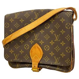 Louis Vuitton Monogram Cartouchiere GM Shoulder Bag Brown