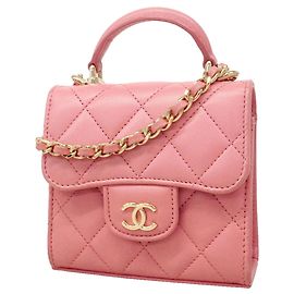 Chanel Matelassé Schultertasche mit Kette Pink