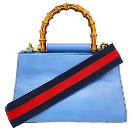 Gucci Bamboo Leather Handbag Light Blue Light blue