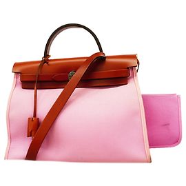 Hermès Bolsa Hermes Herbag Zip PM Marrom Rosa
