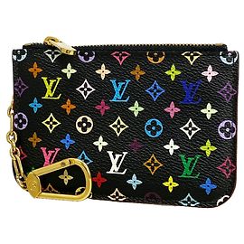 Louis Vuitton Monogram Multicolor Münzbeutel Schwarz Rot