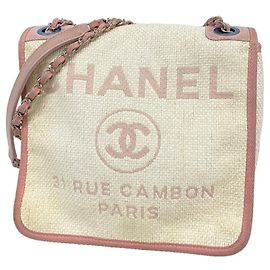 Chanel Deauville Schultertasche Pink Weiß