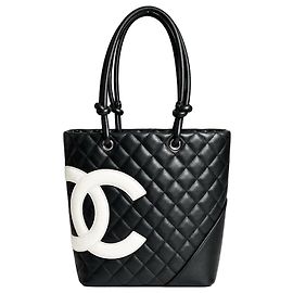 Chanel Medium Cambon Tote Bag aus Kalbsleder Schwarz/Weiß Schwarz Weiß