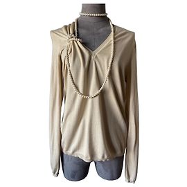Christian Dior Camisola de Cashmere e Seda Bege Bege