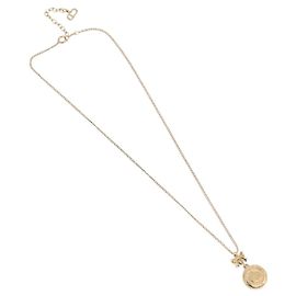 Pingente de logótipo redondo Christian Dior em metal com cristal Dourado