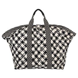Chanel Weekender Gingham Print Canvas Large Schwarz
